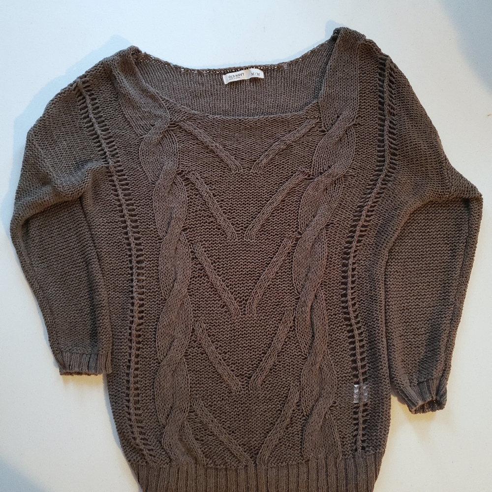Old Navy 3/4 Sleeve Loose Knit Sweater Sz M